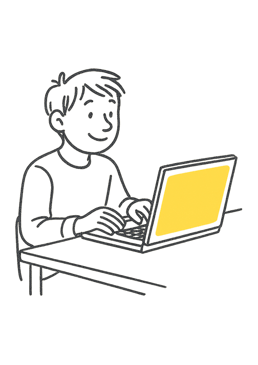 Person working on laptop taking online courses